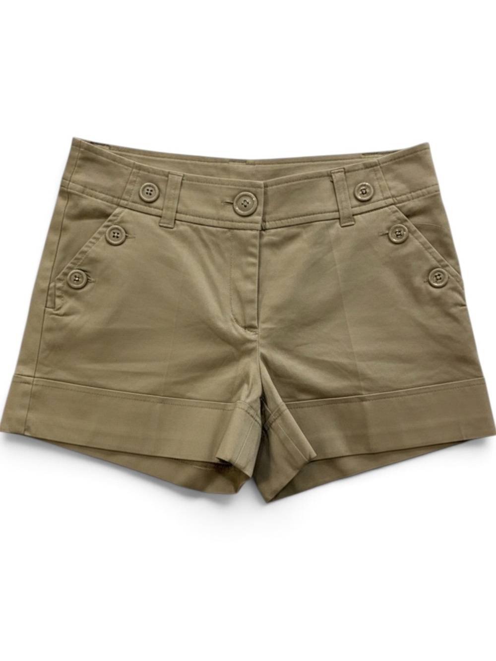 H&M Tan Button-Trim High-Rise Shorts Size 6